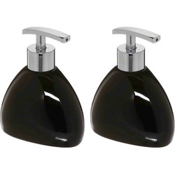 2x Stuks Zeeppompjes/zeepdispensers van keramiek - zwart - 300 ml - Zeeppompjes