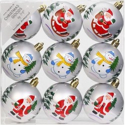 18x Kunststof kerstballen met kerstmannen en sneeuwpoppen 6 cm - Kerstbal