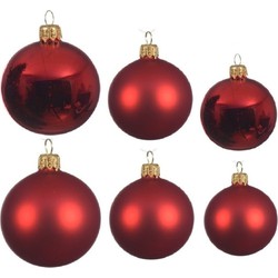 Glazen kerstballen pakket kerstrood glans/mat 26x stuks diverse maten - Kerstbal