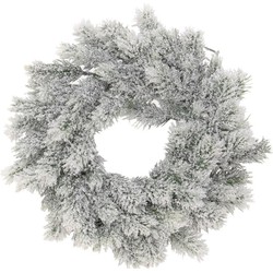 Kerst decoratie groene kerstkrans 35 cm met sneeuw - Kerstkransen