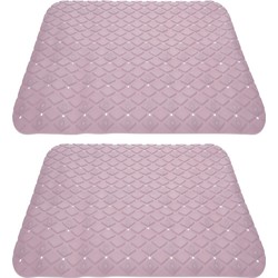 2x stuks anti-slip badmatten licht roze 55 x 55 cm vierkant - Badmatjes