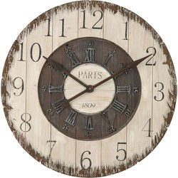 Clayre & Eef Wandklok Wit Hout