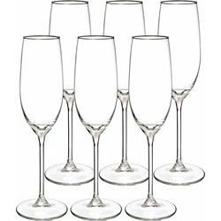 Champagneglazen set Lina - doosje 24x stuks - chique transparant glas - 21 CL - D4.5 x H23 cm - Champagneglazen