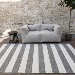 Buitenkleed Stripes Grijs/Wit dubbelzijdig Grijs,Wit - Polypropyleen - 240 x 340 cm - (XL)