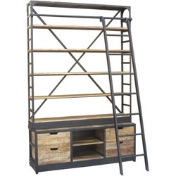 Boekenkast | industrieel | hout | naturel | 160 x 45 x 246(h) cm