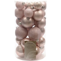 Decoris kerstballen - 30x st - lichtroze - 4-5-6 cm - kunststof - Kerstbal