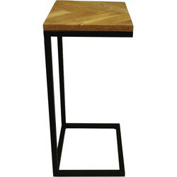 HSM Collection -Read bijzettafel Fishbone - 38x30x65 - Naturel/zwart - Eiken/metaal