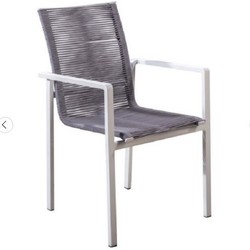 Ishi stackable dining chair alu white/rope light grey - Yoi