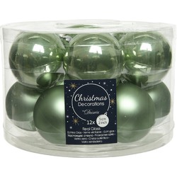kerstbal glas d5cm s.groen 12st