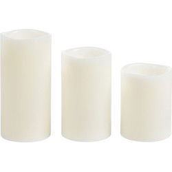 LED kaarsen set - 3-delig - stompkaarsen - wit - 10/12/15 cm - LED kaarsen