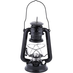 Olielamp/stormlantaarn Outside - zwart - 11,7 x 15,7 x 24 cm - Camping / tuin lantaarn lampenolie - Lantaarns