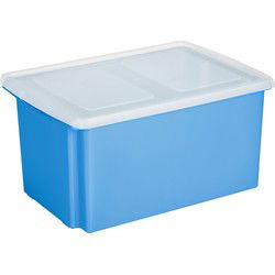 Sunware opslagbox kunststof 51 liter blauw 59 x 39 x 29 cm met deksel - Opbergbox