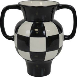 Vaas - Kan - Keramiek - Zwart/Wit - 22x14,5x22,5cm
