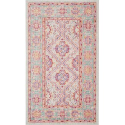 Safavieh Boho Chic Indoor Woven Area Rug, Windsor Collection, WDS315, in Spa Pink & Multi, 122 X 183 cm