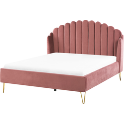 Beliani AMBILLOU - Tweepersoonsbed-Roze-Fluweel