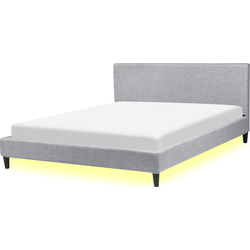 Beliani FITOU - Tweepersoonsbed met LED-verlichting-Grijs-Polyester