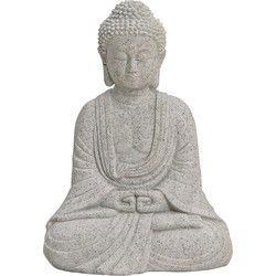 Boeddha zittend in grijs van poly, 13 cm