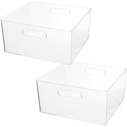 Set van 2x stuks creme potjes/flesjes/make-up houder/box vierkant 31 x 15 cm van kunststof - Opbergbox