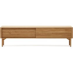 Kave Home - Lenon TV-meubel met 2 deuren in massief hout en eikenfineer, 200 x 57 cm FSC MIX Krediet