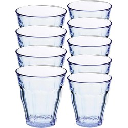 Drinkglazen/waterglazen blauw Picardie set 250/310 ml 12-delig - Drinkglazen