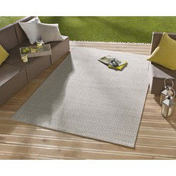 Laagpolig vloerkleed - Binnen en buitenkleed - Coin - Grijs - 160x230 cm