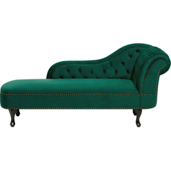 Beliani NIMES - Chaise longue-Groen-Fluweel