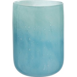  J-Line Vaas Glas Luchtbellen Blauw - Medium