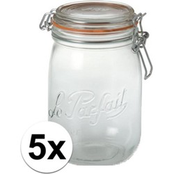 Le Parfait Voorraad/weckpot - 5x - glas - 14,5x8,5cm - 750 ml - Weckpotten