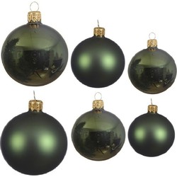 Glazen kerstballen pakket donkergroen glans/mat 26x stuks diverse maten - Kerstbal