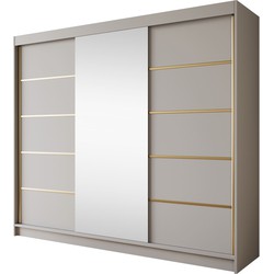Meubella - Kledingkast Eagle - Beige - 250 cm - Met spiegel