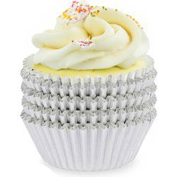 Kinvaramuffin en cupcakes maken vormpjes - papier - zilver - set 100x stuks - dia 11 cm - Muffinvormen / cupcakevormen
