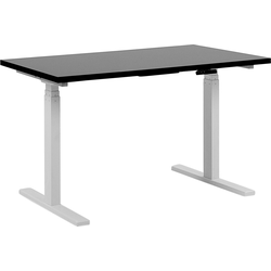 DESTIN  - Elektrisch Verstelbaar bureau - Zwart/Wit -  Spaanplaat