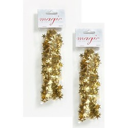 6x stuks gouden spiraal slinger met sterren 750cm kerstboom versieringen - Kerstslingers