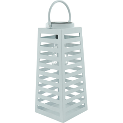Lamp- Lantern  - Solar - Metal - White - 14x32,5cm