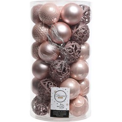 2 stuks - Kerstbal glans mix dia6cm poeder roze