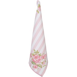 Clayre & Eef Theedoek  50x70 cm Roze Katoen Rozen