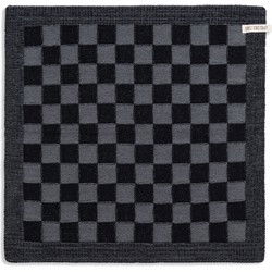Knit Factory Gebreide Keukendoek - Keukenhanddoek Block - Zwart/Med Grey - 50x50 cm