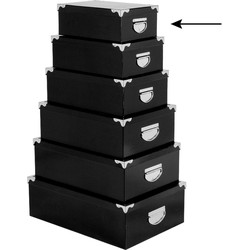 5Five Opbergdoos/box - zwart - L28 x B19.5 x H11 cm - Stevig karton - Blackbox - Opbergbox