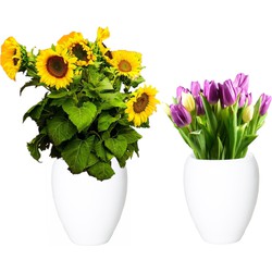 Bloemen vaas - 2x stuks - wit - D25 x H28 cm - keramiek - bloemenvaas - bloempot - Vazen