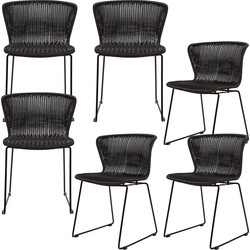WOOOD Wings Tuinstoelen - Polyester - Zwart - Set van 6