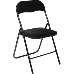 5Five Klapstoel met fluweel zitting - zwart - 44 x 48 x 79 cm - metaal - Klapstoelen
