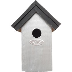 Houten vogelhuisje/nestkastje 22 cm - zwart/zilvergrijs Dhz schilderen pakket - Vogelhuisjes