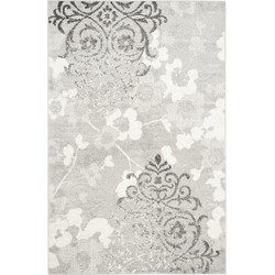 Safavieh Floral Glam Damask Indoor Woven Area Rug, Adirondack Collection, ADR114, in Silver & Ivory, 155 X 229 cm