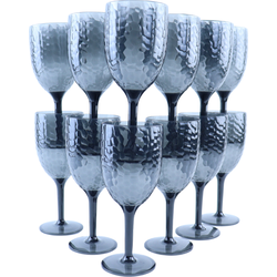 OTIX Kunststof Wijnglazen - Herbruikbaar - Set van 12 - voor Rode en Witte Wijn - Grijs - 350ml - ZEPHYR
