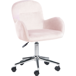 PRIDDY - Bureaustoel - Roze - Fluweel
