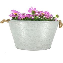 Esschert Design Teil/plantenpot - groot- zink - zilver - L50 x D36 X H27 cm - IJzeren emmer / teil