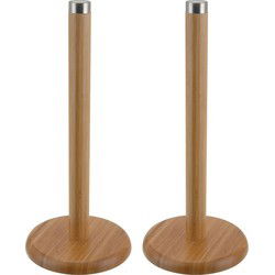 Excellent Houseware Keukenrolhouder - 2x - bamboe hout - D14 x H32 cm - Keukenrolhouders