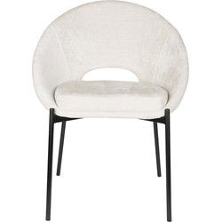 Eetkamerstoel Off White Stof - Zithoogte 51cm - 48x64x84cm - Dando - Set van 2