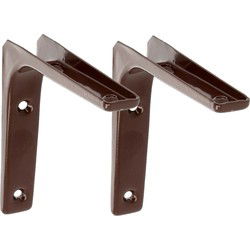 AMIG Plankdrager/planksteun van metaal - 2x - gelakt bruin - H125 x B125 mm - Plankdragers