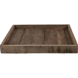 Clayre & Eef Decoratie Dienblad  38x38x4 cm Bruin Hout Vierkant